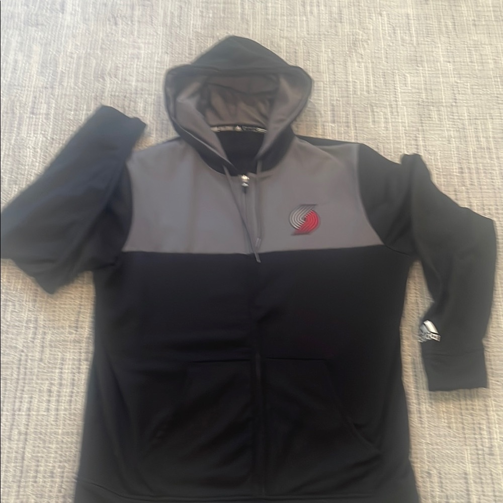 Addidas Back and Gray Trailblazer Hooded Jacket with Logo